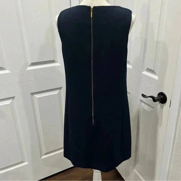 Adrianna Papell Navy Blue exposed zip back sheath mini dress with pockets - Picture 10 of 13